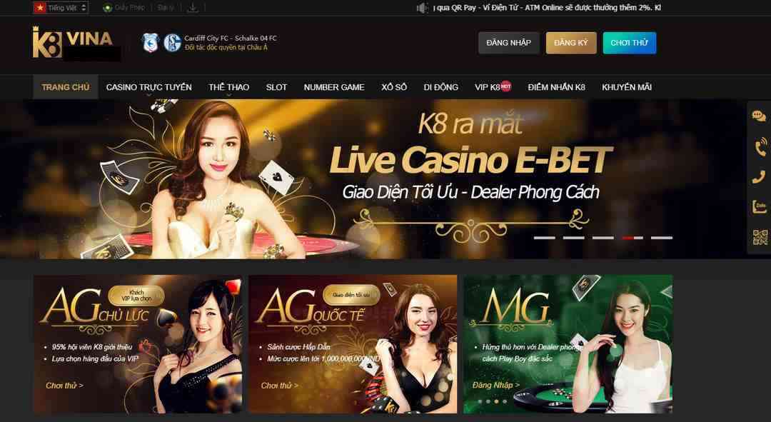 Các trò chơi cá cược có mặt trong nhà cái K8