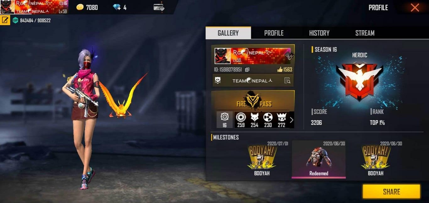 Hình Free Fire huyền thoại nữ cao thủ