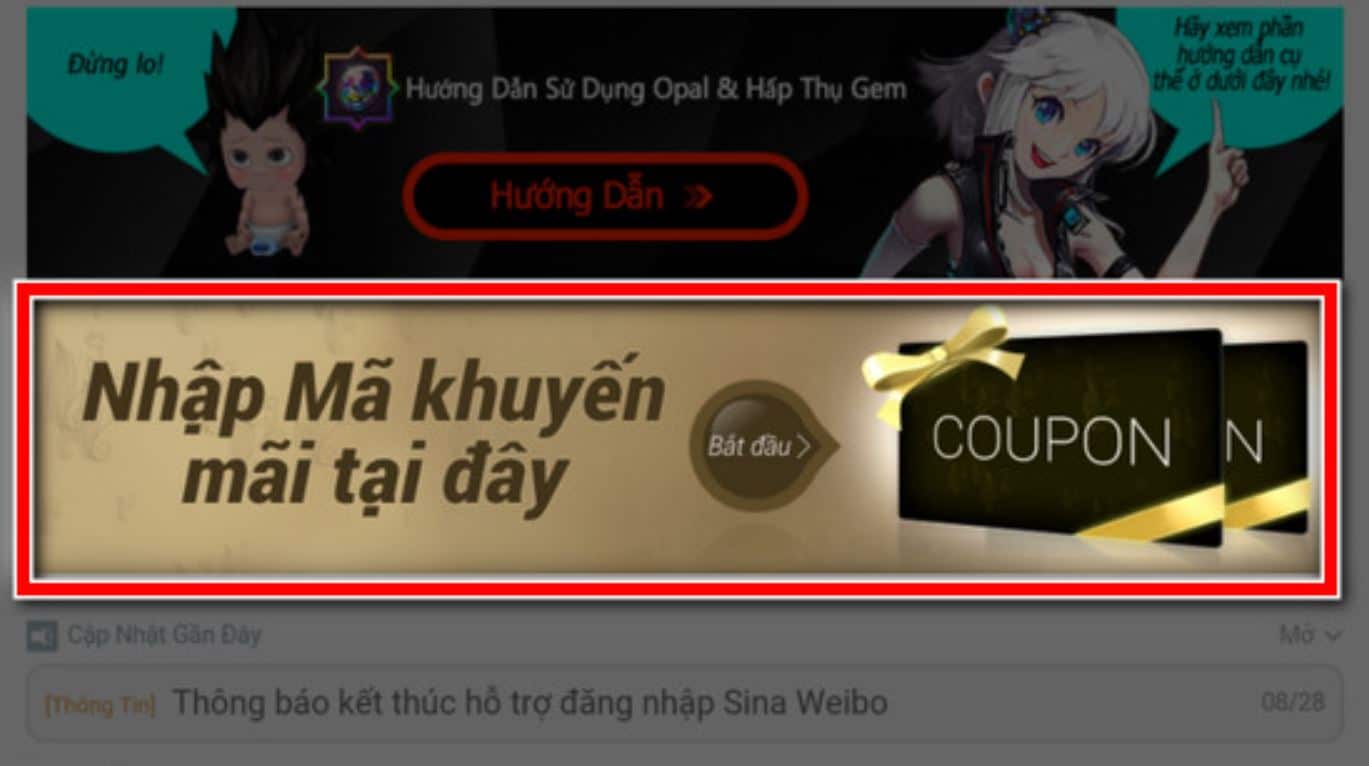 Chọn banner Nhập mã khuyến mãi.