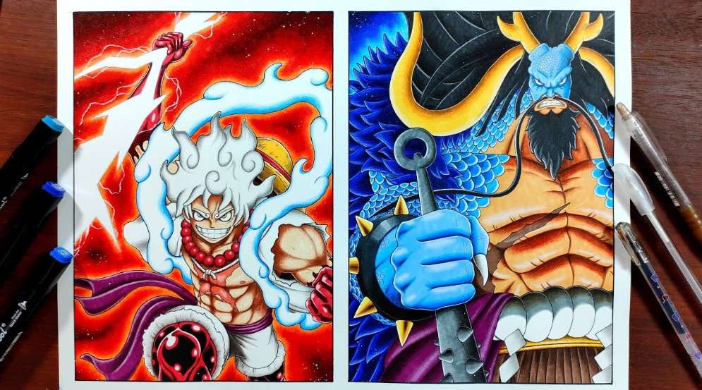 Tranh Họa Luffy Gear 5 VS Kaido