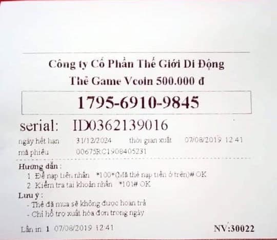 Xem thêm ảnh card vcoin có số seri chưa dùng