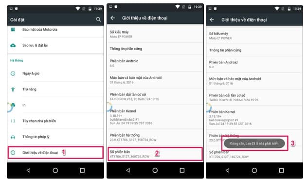 Kích hoạt chế độ dành cho nhà phát triển