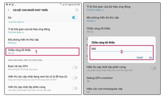 Thay đổi chiều rộng cho màn hình