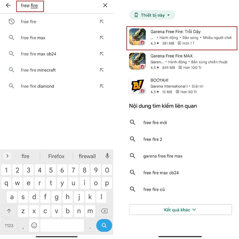 Tim kiem Garena Free Fire