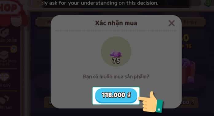chọn vào mức phí phải trả