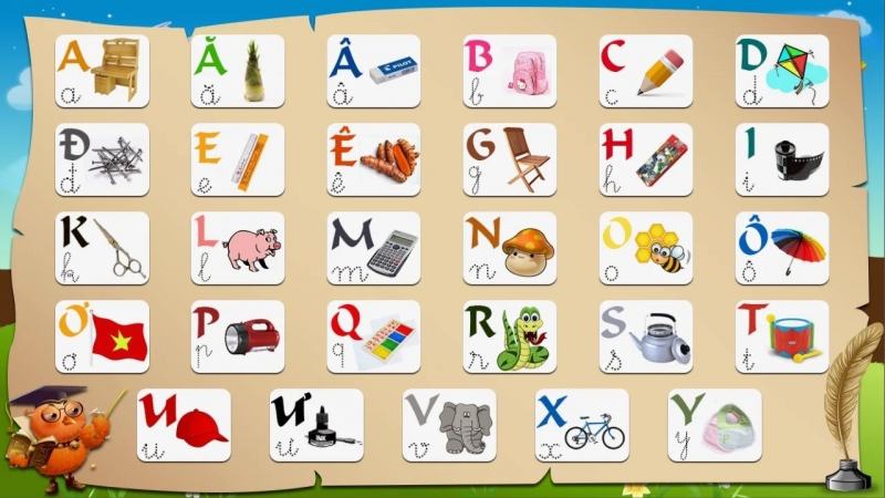 Chọn cho bé bảng chữ cái có hình minh họa sinh động