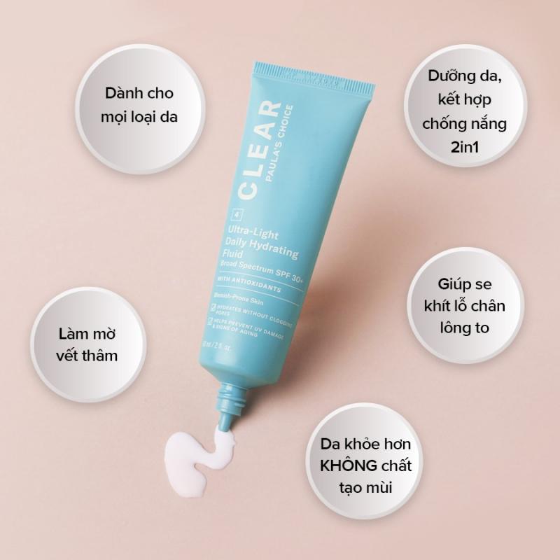 Kem dưỡng ẩm dịu nhẹ không chứa dầu dành cho da mụn Paula's Choice Clear Oil-Free Moisturizer