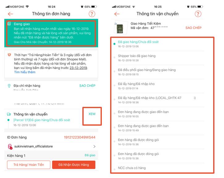 Các đơn vị vận chuyển trên shopee