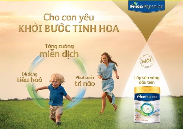 Friso Prestige với nguồn sữa vàng quý giá giúp tăng cường miễn dịch được nhập khẩu 100% từ Hà Lan.